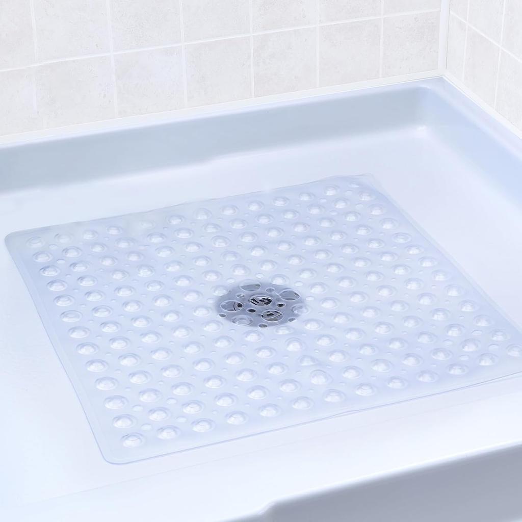 Square Shower Mat Bathtub Mat Non Slip 53x53cm, Square Bath Mat for Inside Shower Tub, Shower Stall Mats for Bathroom Floor