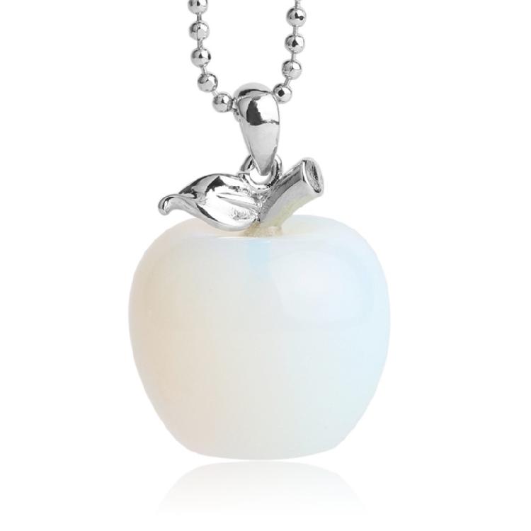 Unique Natural Stone Necklace Adjustable Chain Necklace Apples Pendant Necklace Stone Texture for Stylish Women Present