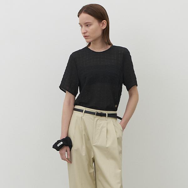 Atelier Nine Crinkle See-Through Blouse S(Bl-4221) Ivory/M