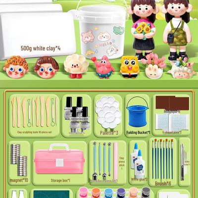 Stone Clay DIY Kit: Tools, Molds & Glossy No-Bake Oil Clay for Kids' Sculpting