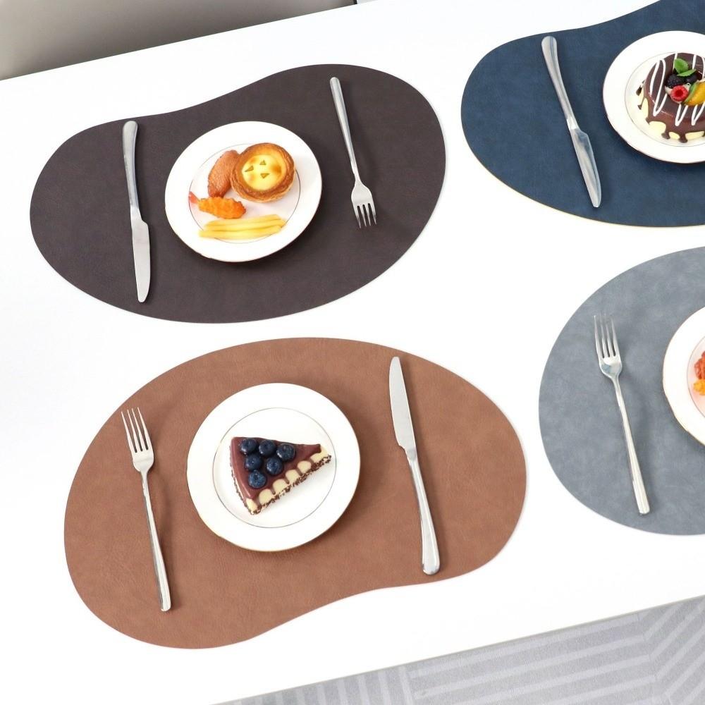Irregular Shape Dinnerware Mats PU Leather Flatware Place Pad Stylish Placemats  Restaurant Decor