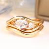 Elegant Gold Silver Color Available Twisted Zircon Ring Set for Women Daily Wear and Party