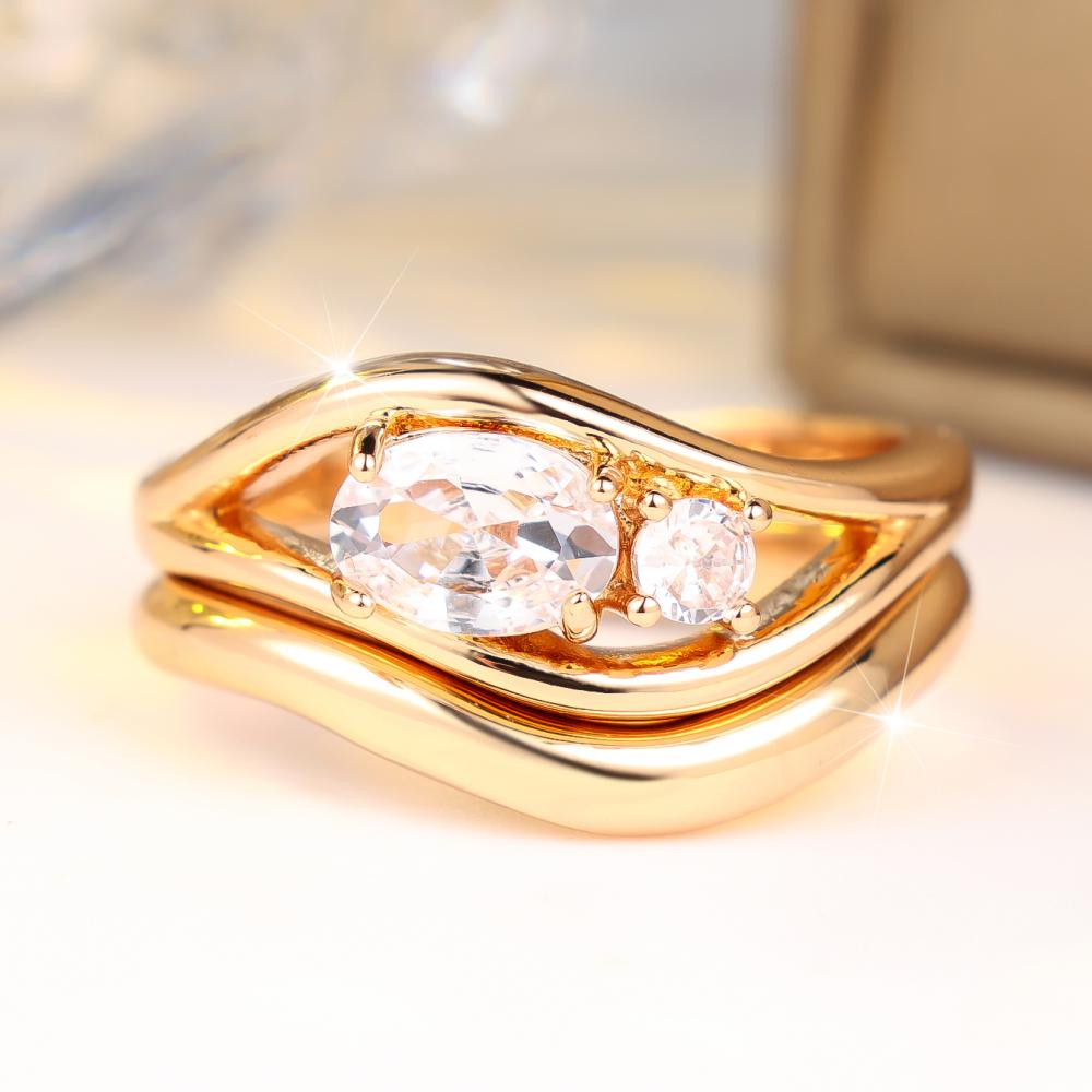 Elegant Gold Silver Color Available Twisted Zircon Ring Set for Women Daily Wear and Party
