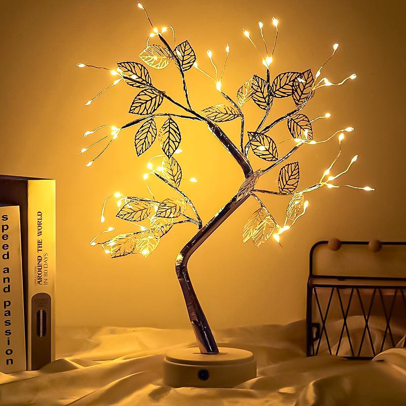 LED Tree Table Light Night Light Adjustable Branch Tabletop Night Lamp DIY Artificial Light with Battery Powered for Party Deco