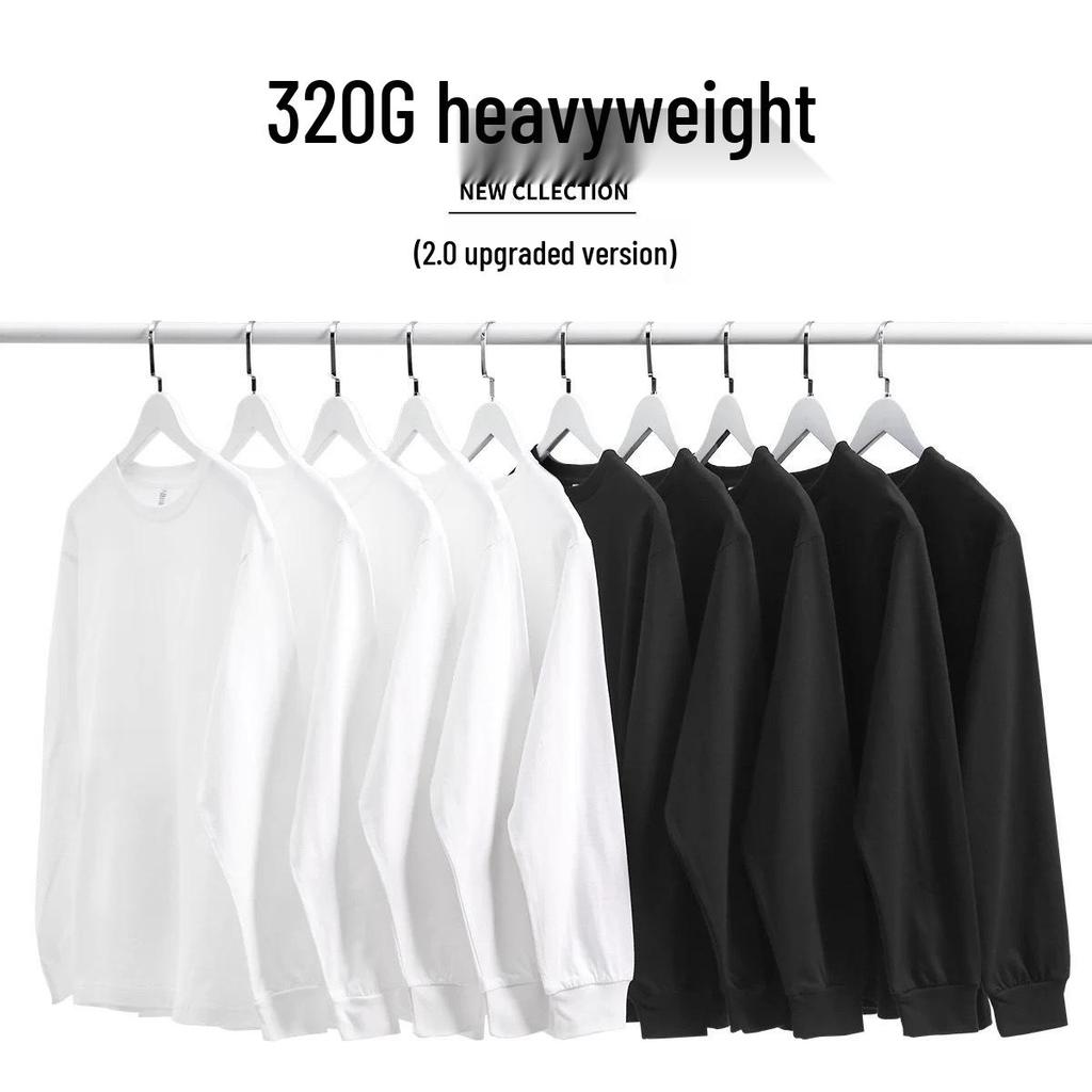 Heavyweight 320g Ribbed Crew Neck Long Sleeve Unisex Base Layer Sweatshirt