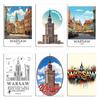 Picture From Warsaw Poland A Vintage Travel Illustration of Warsaw Metal Decoration Printing Pub Plates Retro Tin Sign Poster