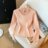 French collar V-neck lace knit sweater, autumn/winter new long-sleeve sweater, slim fit, base layer