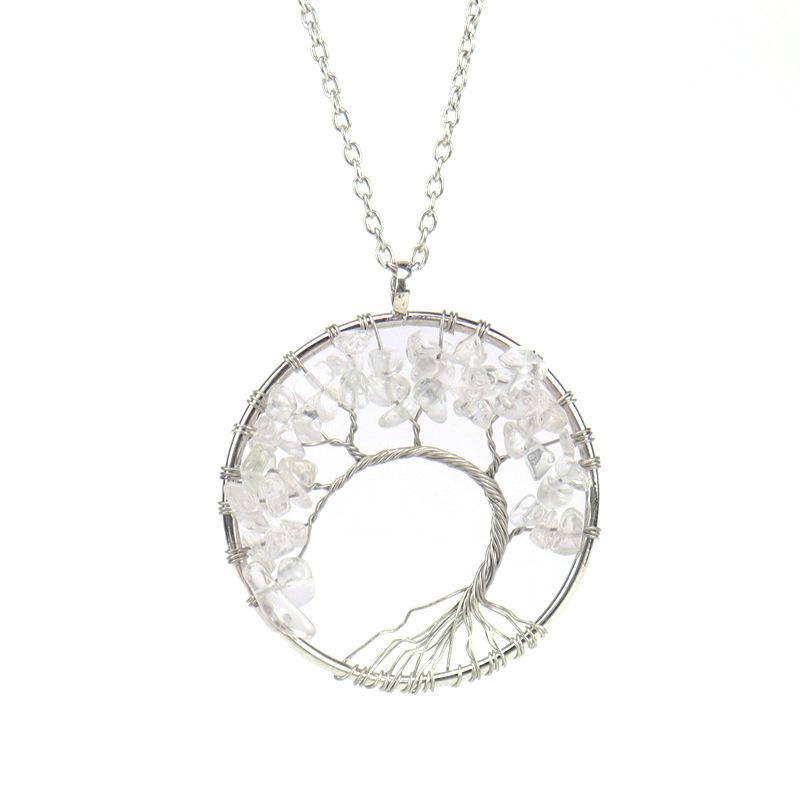 Hand Winding Bending Tree Of Life Necklace Natural Irregular Gravel Crystal Necklace N80