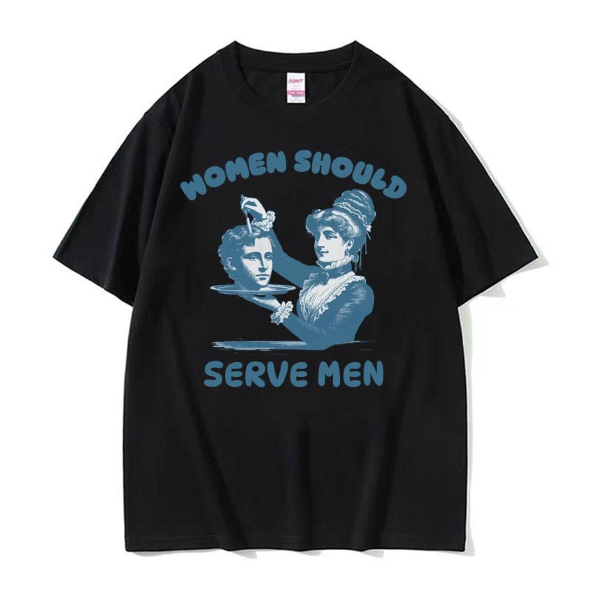 Frauen Sind Geboren Um Zu Dienen Interessantes Meme T-Shirt 2026 Sommer Luxus Feministische Renaissance-Malerei Baumwolle Übergroßes T-Shirt Y2K