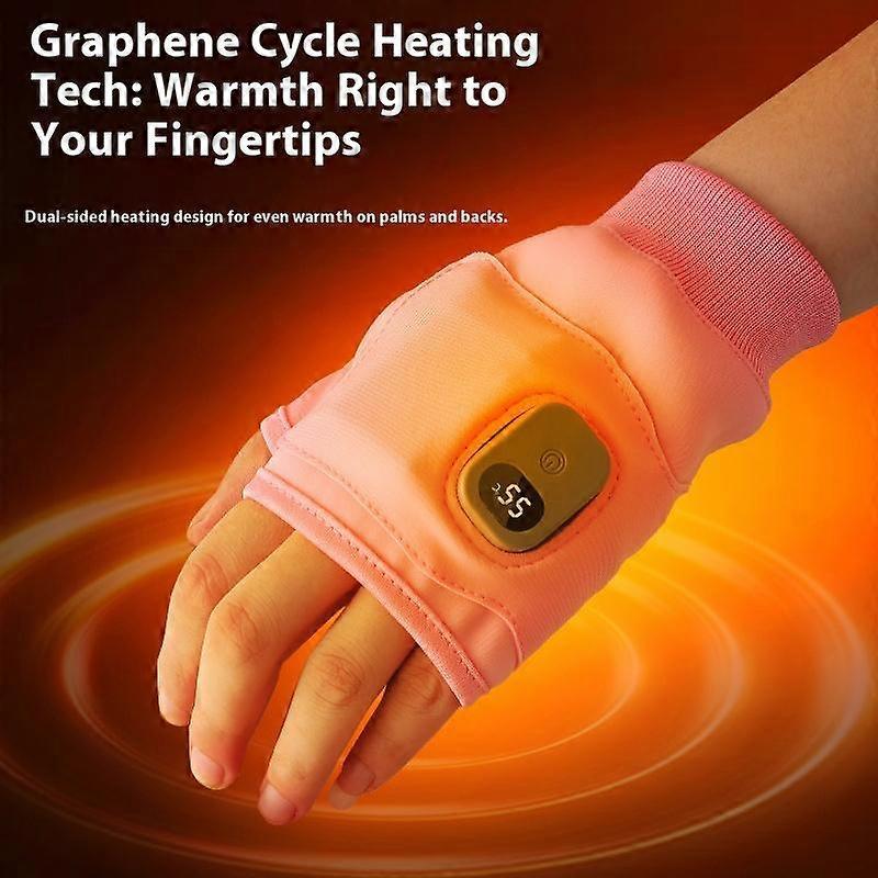 Heated Gloves for Women, Upgraded Thermostatic Electric Heated Fingerless Gloves
