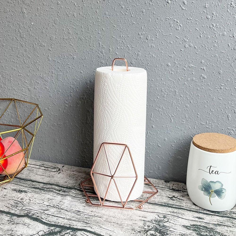 Stylish Iron Roll Paper Towel Holder Golden Decorative Vertical Napkins Rack Minimalist Napkin Dispenser Bathroom