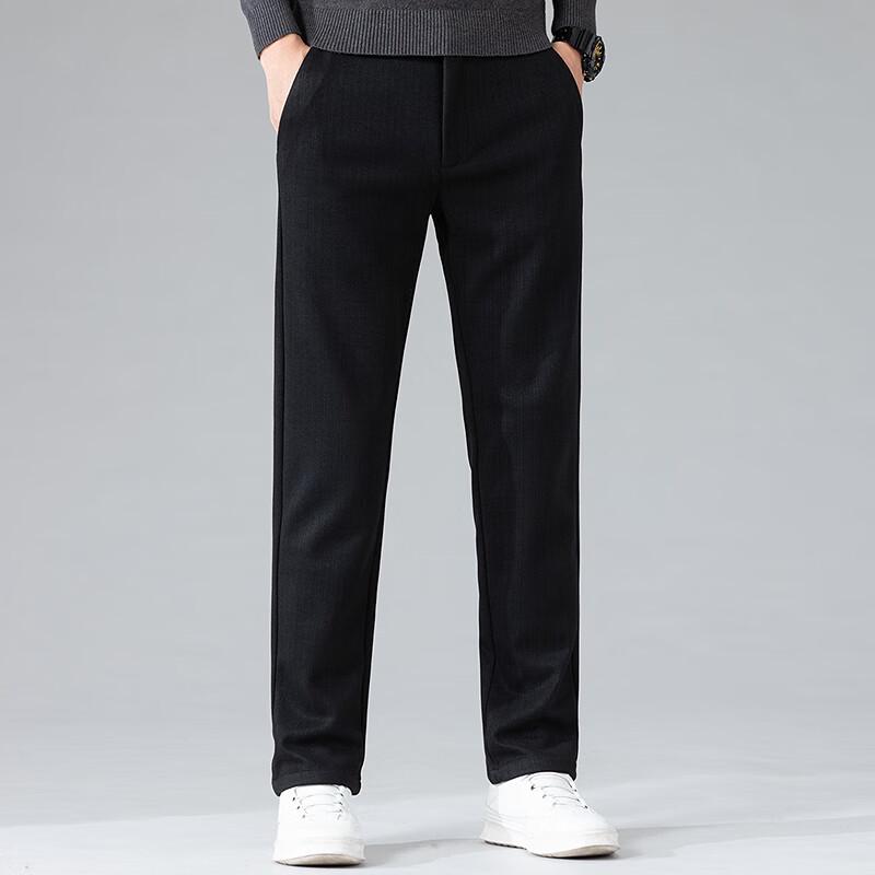 FAPAI Men's Knitted Wool Blend Straight-Fit Casual Pants