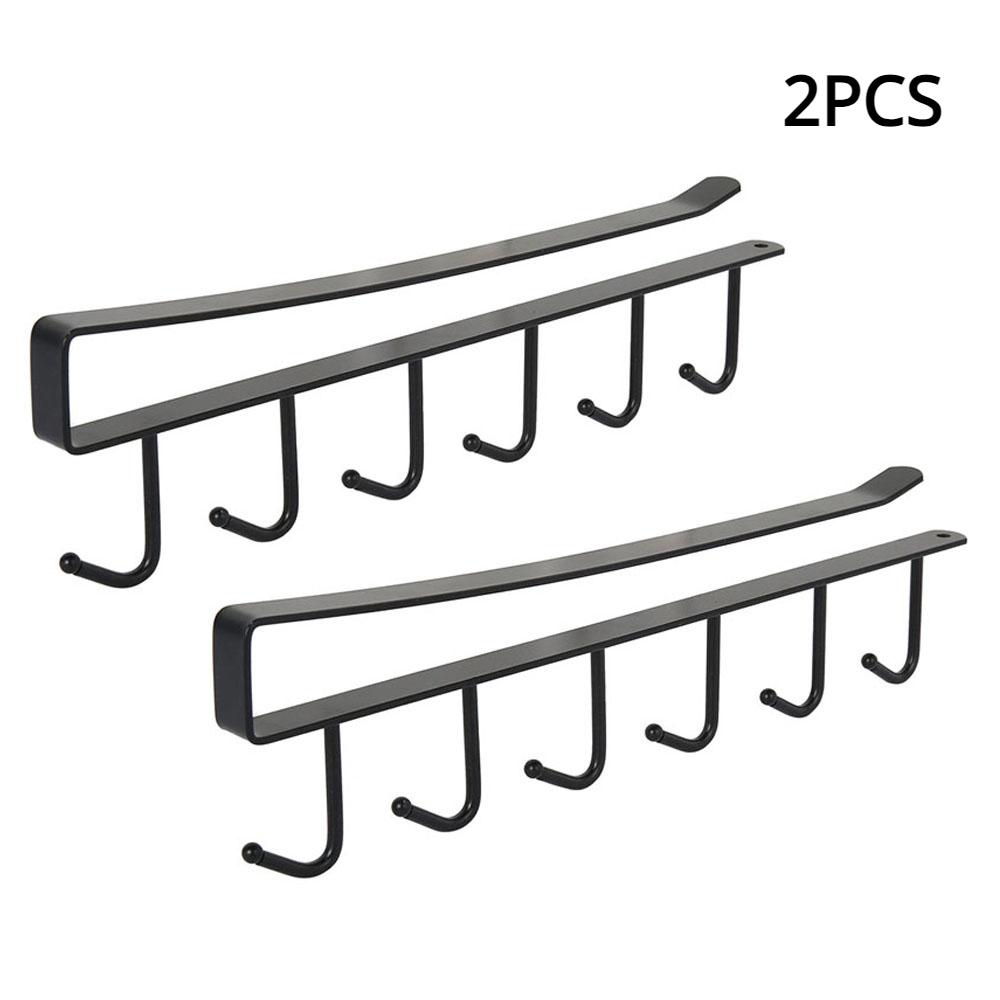 6 Hooks Under Shelf Cup Holder,Wine Glass Holder,Mug Cup Holder Hanger,Mutifunctional Kitchen Utensil Without Drilling Rack