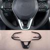 3pcs Carbon Fiber Style Interior Steering Wheel Button Decoration Cover Trim Fit For Toyota Corolla -