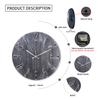 12inch Retro Gray Wall Clock with Silver 3D Numbers, Silent Non-Ticking Quartz Decorative Clock, Rustic Wood Grain Creative Hollow Round Wall