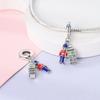 Authentic Original Charm Bead Components Copper Metal Fairy Tale Clock and Knight Pendant Bead Components Compatible With Charm Bead Components Plata
