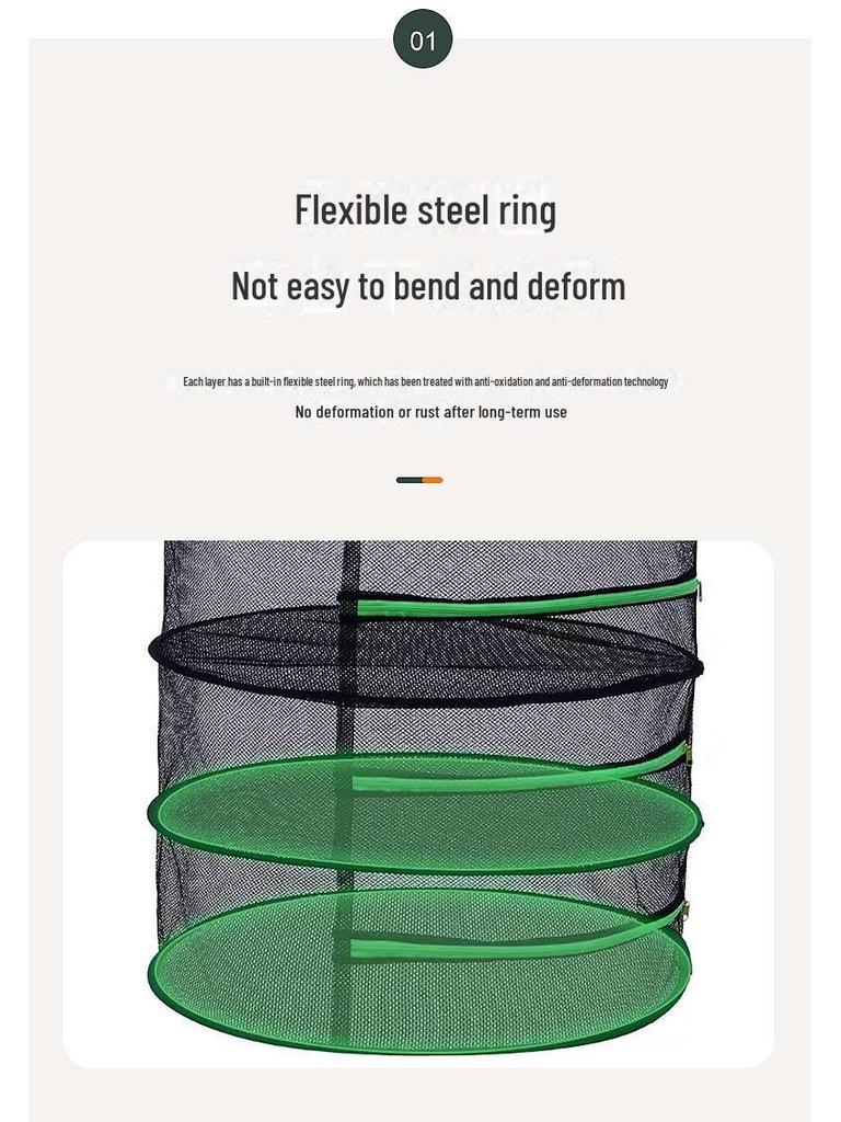 60cm Foldable Round Herb Drying Net and Hanging Basket