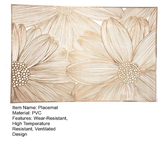 PVC Placemats Creative Hollow Square Flower Coaster for Table Protection Heat Resistant Wear-Resistant Dining Mat Versatile Home Decor