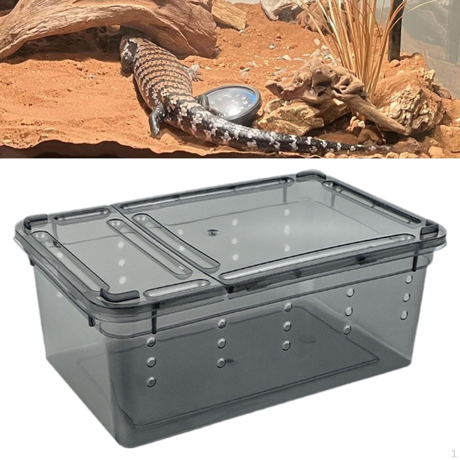 

Reptile Feeding Box Turtle Transport Container with Lid Case Animal Habitat Cage for Frog Scorpion