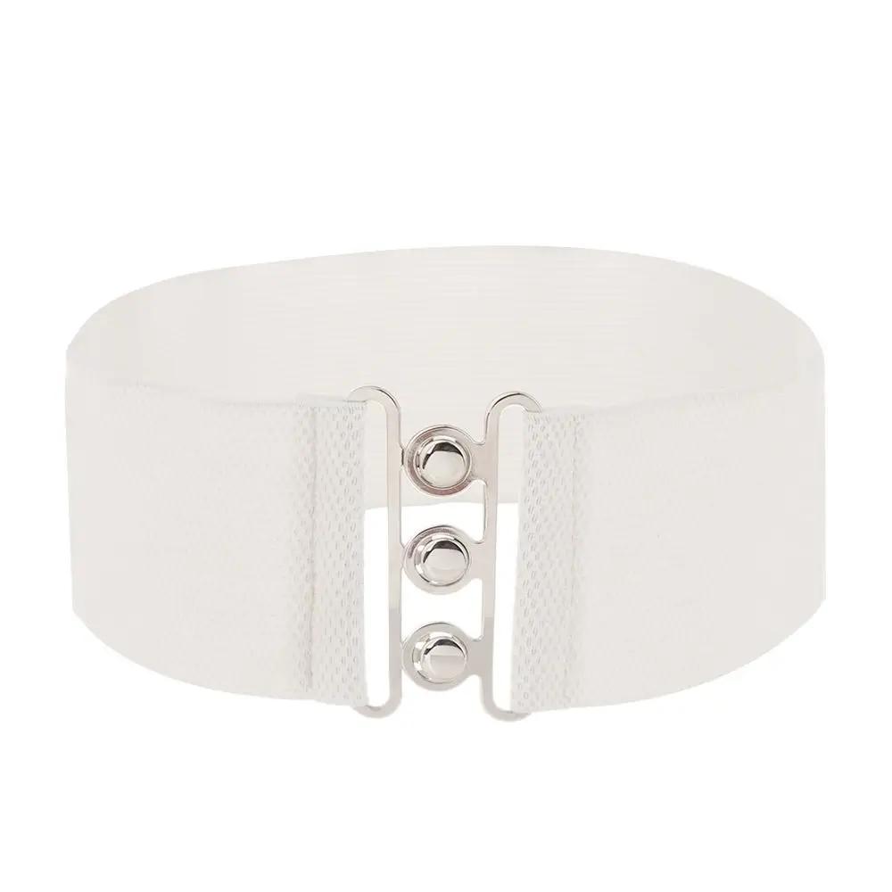 2026 New Women Fashion Wide Elastic Belt Metal Buckle Cinch Waistband Ladies Dress Waist Band Cummerbands Casual Stretch Belt