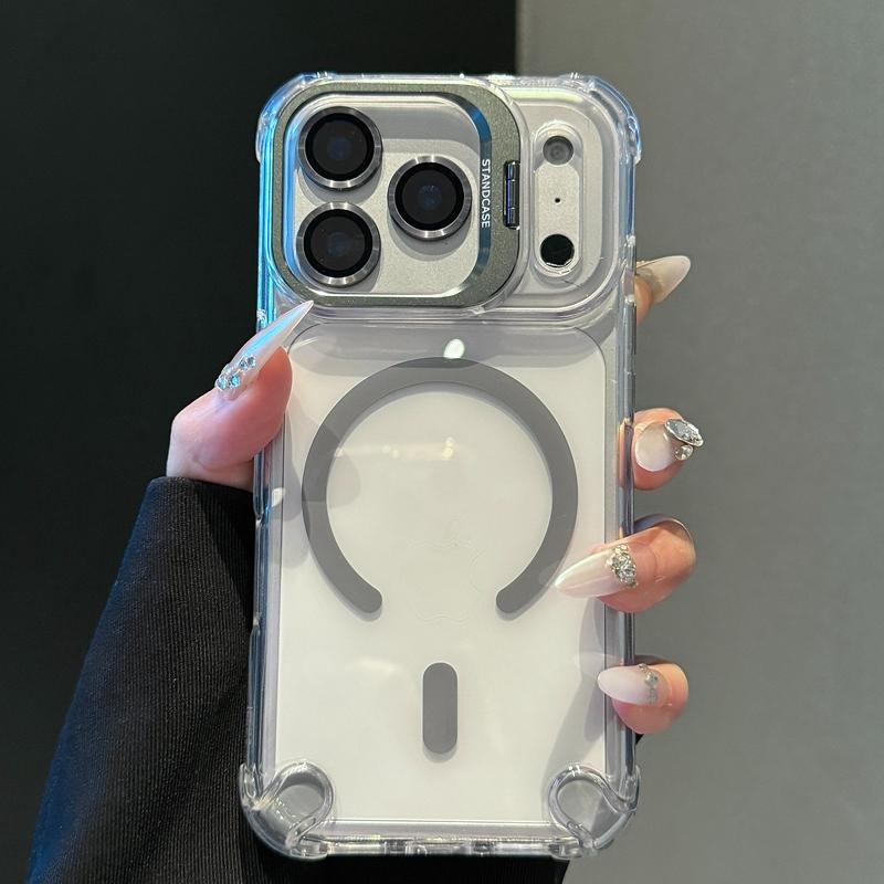 Transparent Magnetic Phone Case For For Iphone 11 12 13 14 15 16 17 Pro Max Air Plus Magsafe Bracket Lens Protection Cases Cover