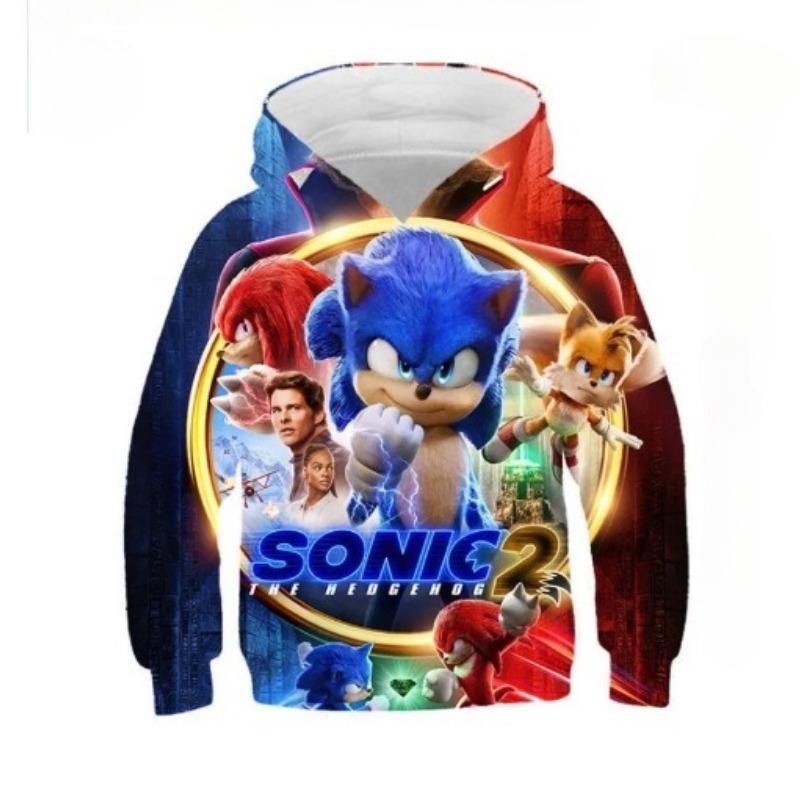 Podzimní 3D mikiny s potiskem Sonic the Hedgehog Módní Ležérní Sportovní Dlouhý rukáv Dětské Chlapecké Mikiny s kapucí