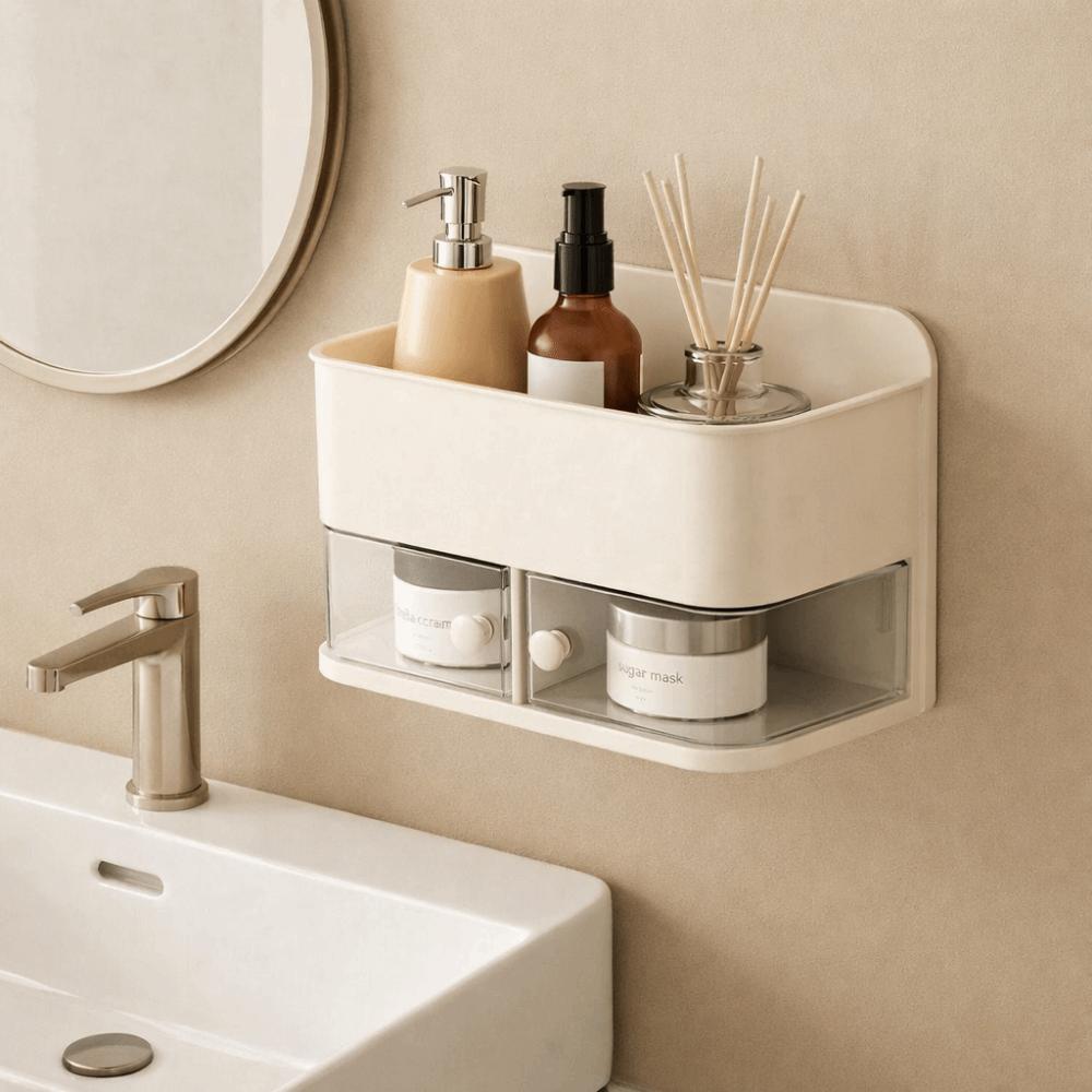 Large Capacity Rotatable Wall Mounted Storage Box Space Saving Condiment Storage Box  Bathroom