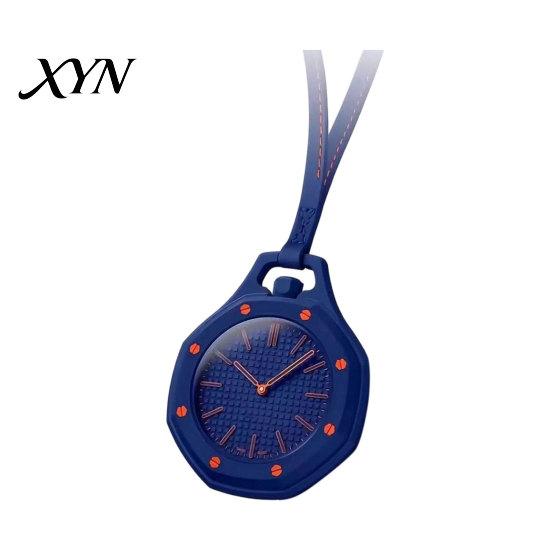 Vintage Pocket Watch Colorful Octagonal Watch, Mechanical Quartz Analog Hollow Case Fashion Accessory Necklace with Faux Leather Strap for Men Women