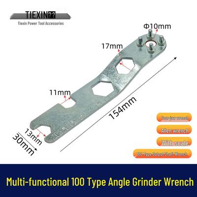 Multi-functional 100-Type Angle Grinder Wrench: Anti-locking Four-jaw Pressure Plate Removal Tool 010128