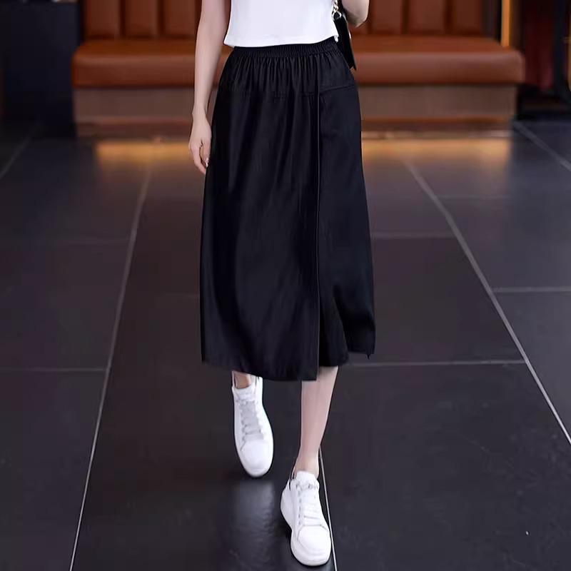 Women's High Waist Tencel Wide Leg Culottes – Slimming, Versatile, and Drapey Eight-Point Flared Summer Pants Skirt.
