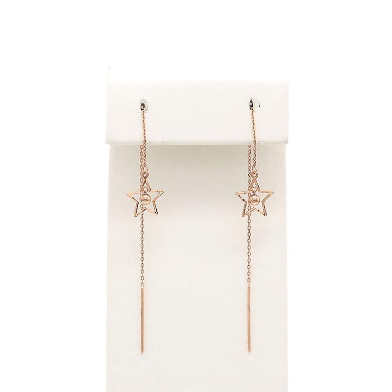 Exquisite Russian Purple Gold Star Round Bead Long Hollow Earphone Plated Rose Gold Pentagram Delicate Earphone Female