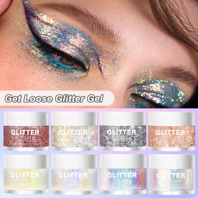 Fard à paupières liquide gel coloré haute brillance, gel pailleté pour le corps, le visage, les cheveux et les lèvres. Gel pailleté changeant de couleur sous la lumière 40 ml