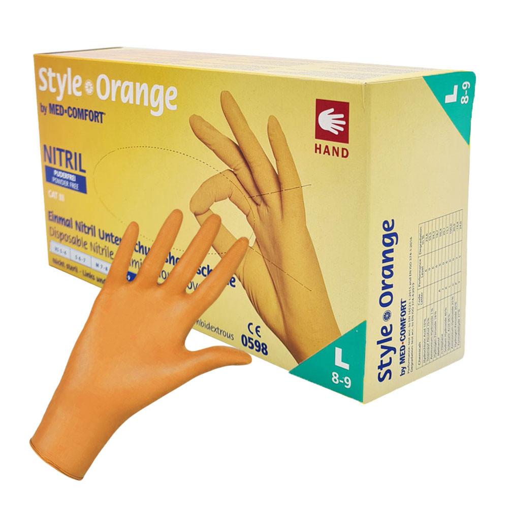 Ampri Style Orange Nitrile Gloves 100 Pieces