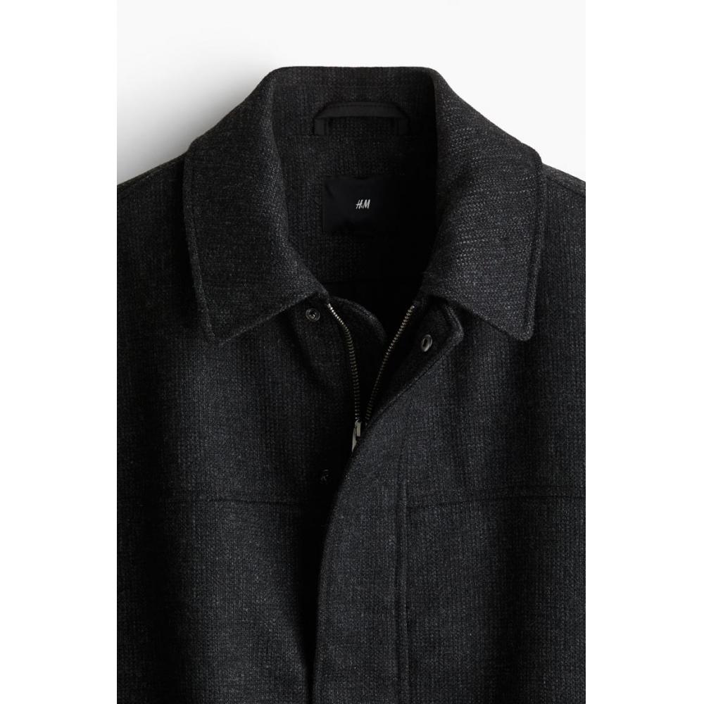 H M Loose Fit Tweed Jacket Black