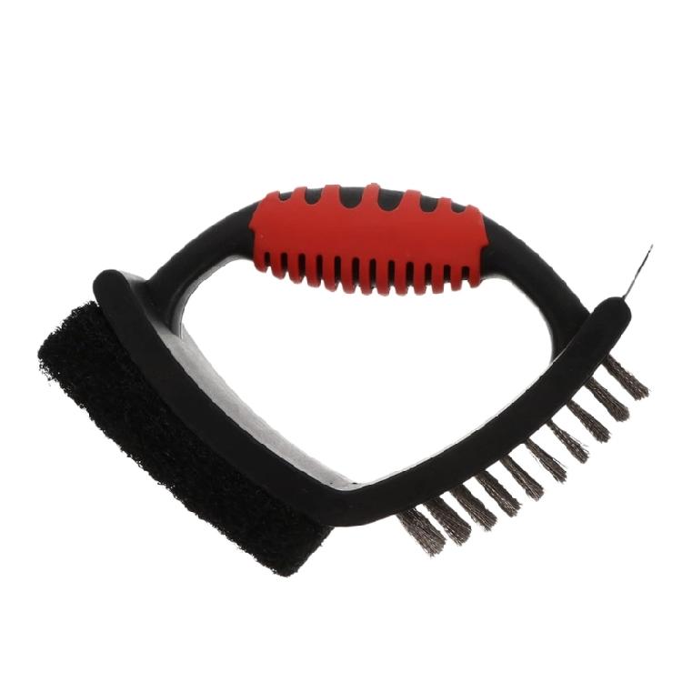 

3-in-1 Multipurpose Grill Wire Brush, Scrapers and Bristles Brush Safe BBQ Cleaning Tool Grill Grate Cleaner Accessories красный