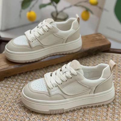 Chaussures Vulcaniées Décontractées à Semelles Épaisses Antidérapantes pour Femmes 2024 Vente Mode Design à Lacets Cuir PU Chaussures Étudiantes Tendances Zapatos