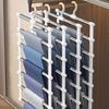 Practical Folding Pant Rack Hangers Portable Home Organization Metal Foldable Clothes Hanger with Multi Clip Layers