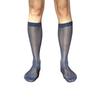 Chaussettes Homme à Rayures Durables Ultra-Fines Bas Mi-Mollet en Nylon Ultra-Fins Respirants Transparents Chaussettes Habillées Bureau