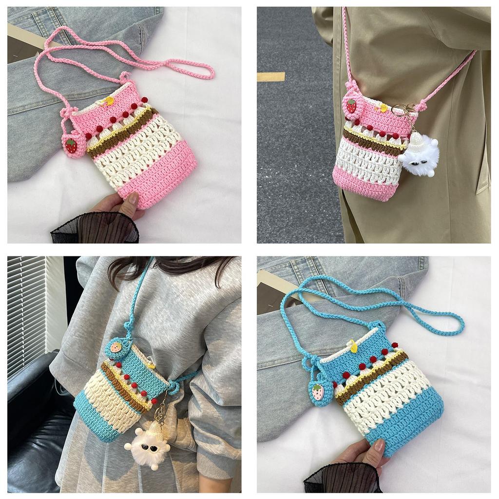 Knit Weaving Small Crossbody Bag For Women With Phone Pocket And Lock Closure