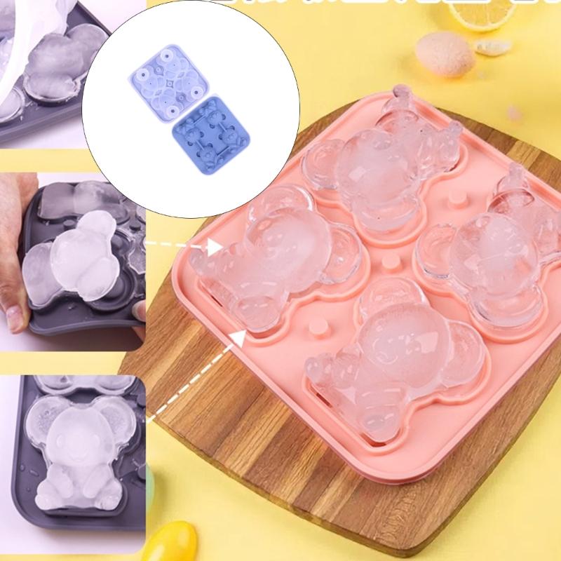 Einfaches Auslösen von Eisformen Flexible Silikon-Eiswürfelmaschine Einzigartige Koala-Form Eiswürfelbehälter für Suppen-Gefrierfächer Wein Saft Langlebig