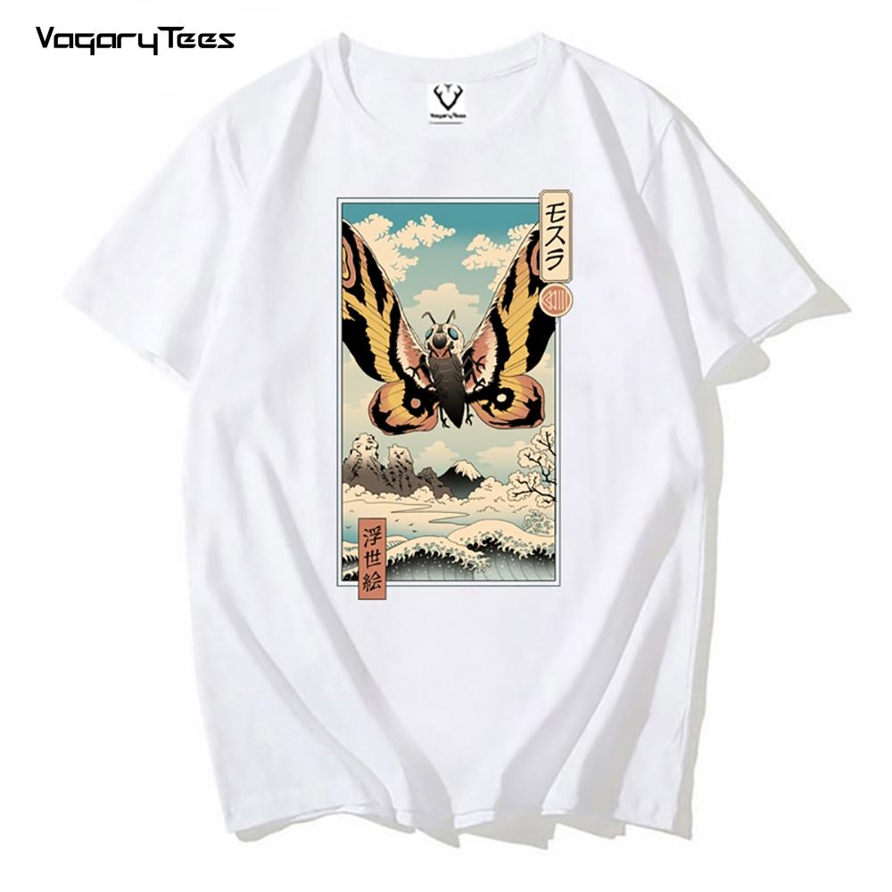

Japan traditional Painting style Irradiated Kaiju Jurassic Ukiyo butterfly funny t shirt white casual unisex streetwear tshirt S