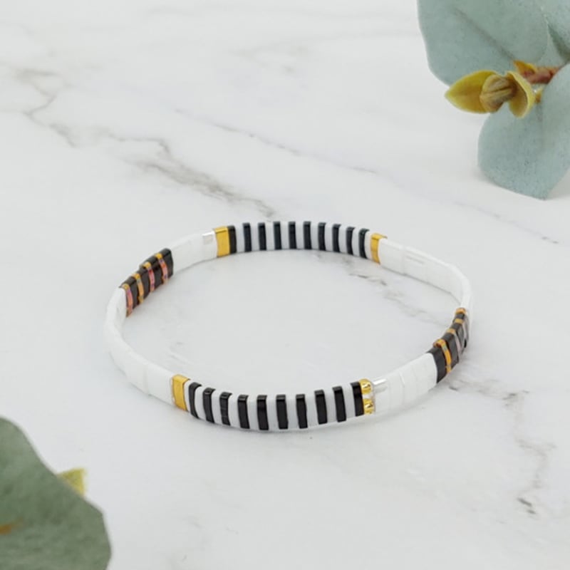 LALA TILA Glass Bead Bracelet - Black