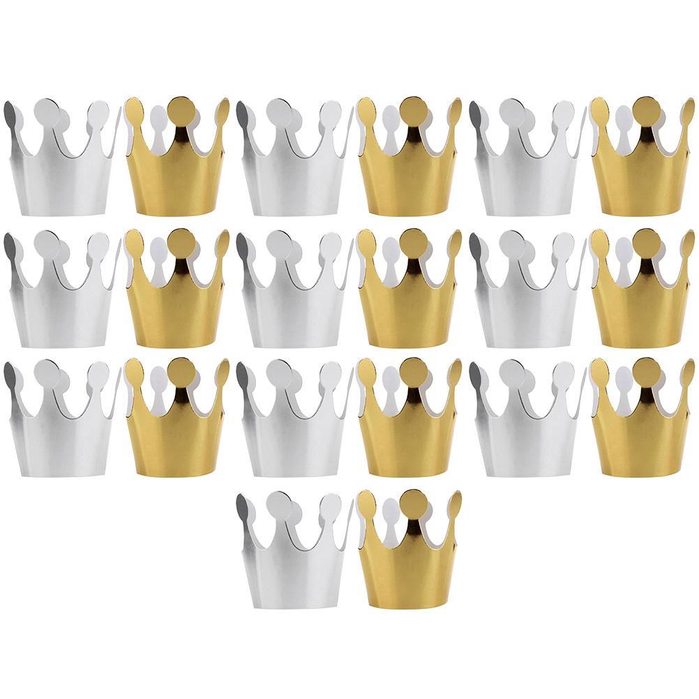 20 Pcs Birthday Hat Paper Cap Crown Party Children Metal Foil Kids Adults Headwear