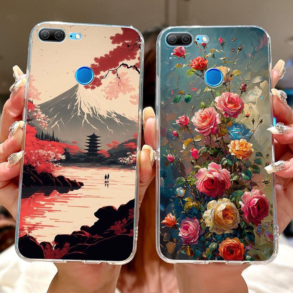 Clear For Honor 9 Lite Case Cute Cat Fashion Flowers Funny Painted Back Cover For Honor 9Lite Phone Case LLD-L21 LLD-L31 LLD-L11
