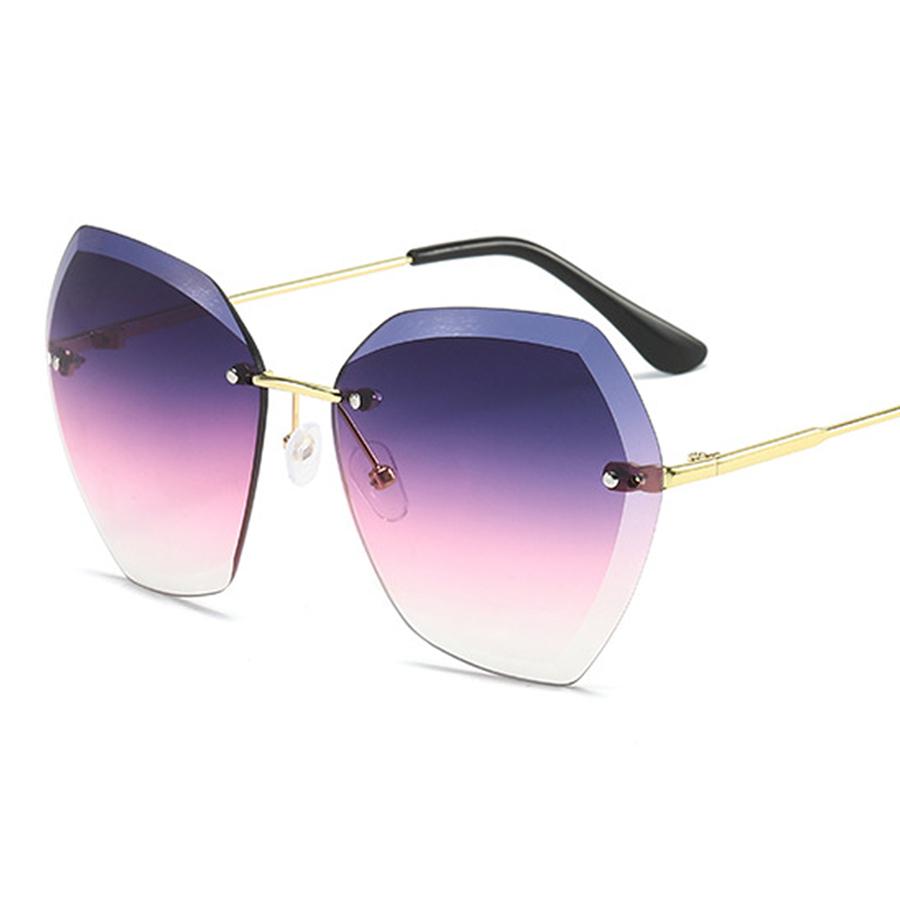 Irregular Vintage Sunglasses Women Brand Rimless Round Sun Glasses Female Retro Metal Frame Clear Lens Pink Brown Shades