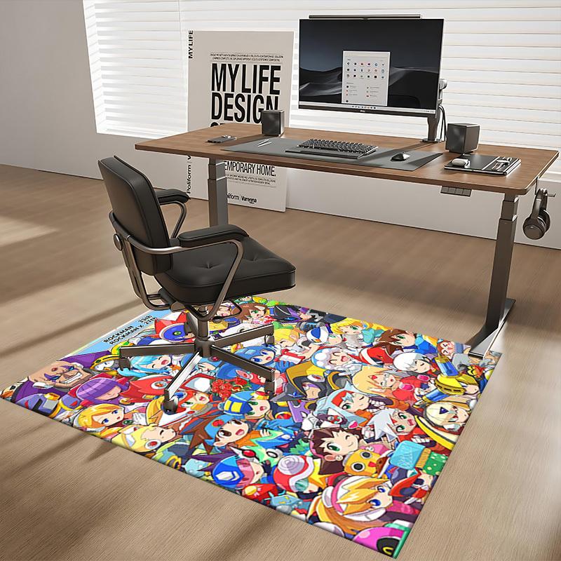 1pc Rockman X Anime Cartoon Design Office Chair Mat Non-Slip Carpet for Home Decor, Living Room, Bedroom, Game Room - Perfect Gift for Rockman Fans.Y0