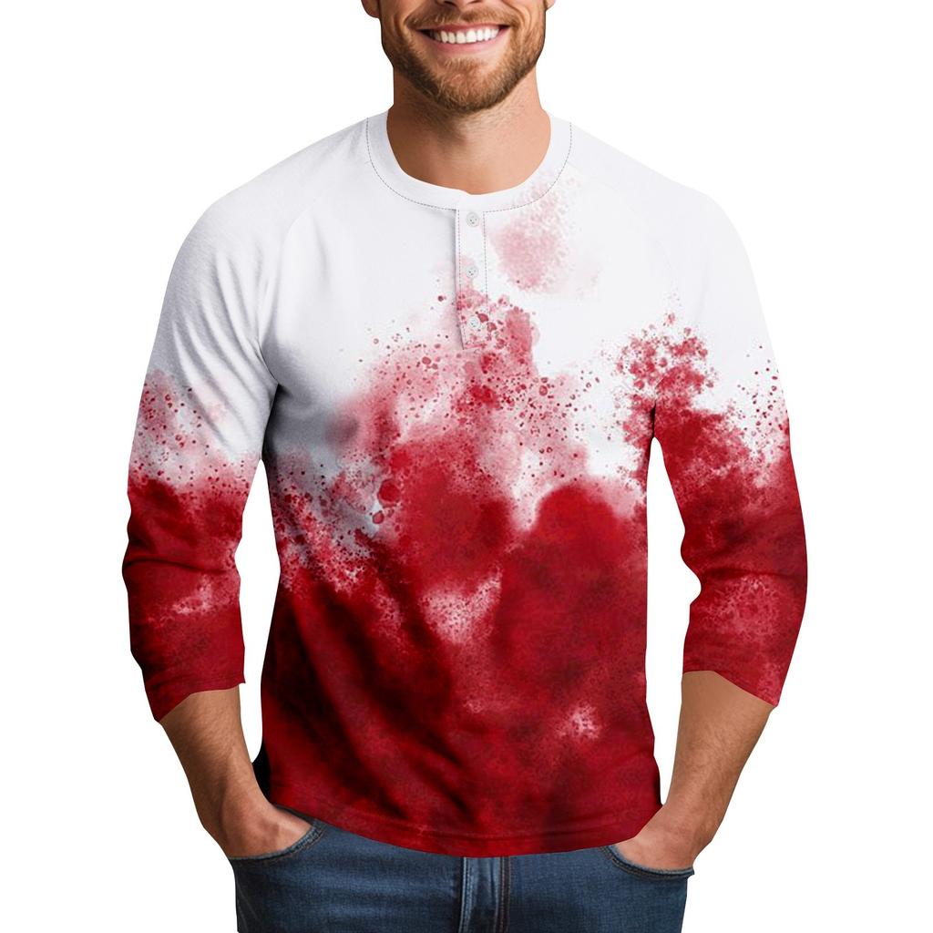 Men's Halloween Print Raglan Dralan Three-quarter Sleeve Casual Top
