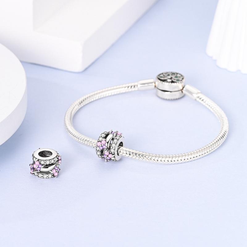 Charmscopper Plated Pinkish-Purple Zircon Butterfly Beads Fit Charms Original Bracelet Beads Women Jewellery Making Diy