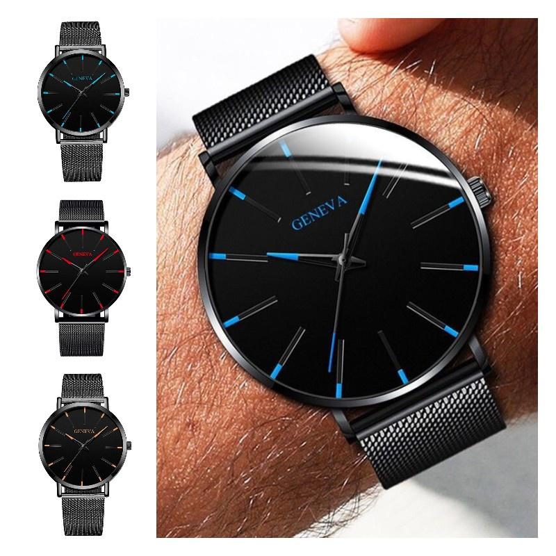 Wrist Quartz Analog Watch Men Stainless Steel Buckle Casual Pendant Accessories