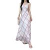Summer new Korean version of women's clothing striped lace lace bow, suspender dress high waist A-shaped long dress